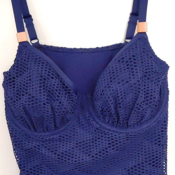 Fantasie Bra Size Crochet Look Tankini Top. Navy. Multiple Sizes. - Picture 2 of 6